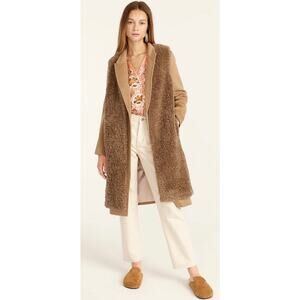 J. Crew Collection Long Teddy Faux Fur Sleeveless Trench Vest